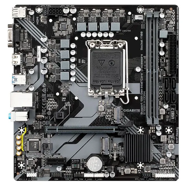 Placa-mãe Gigabyte B760M H, vista frontal