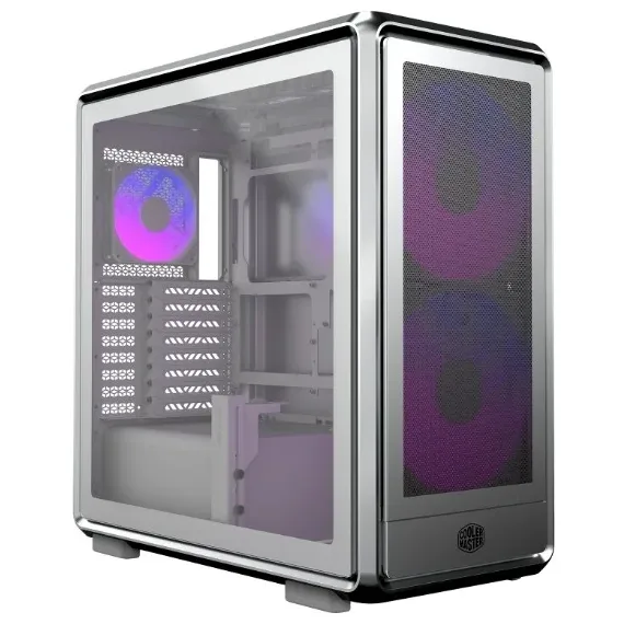 Gabinete Cooler Master MasterFrame 600 Mesh ARGB, vista frontal e lateral