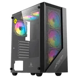 Gabinete Acegeek Utopia K445 na cor preto, vista frontal e lateral