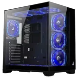 Gabinete Rise Mode Galaxy Glass Standard V2 Black (Sem Fans), vista frontal e lateral