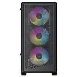 Gabinete Acegeek Qube Mesh, preto, vista frontal e lateral