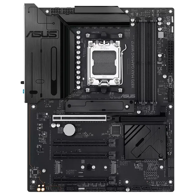 Placa-mãe ASUS X870 MAX GAMING WIFI7, vista frontal, sem perspectiva