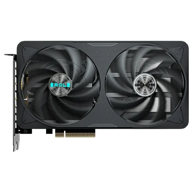 Gigabyte GeForce RTX 5060 Ti EAGLE OC 8G, vista frontal das ventoinhas.