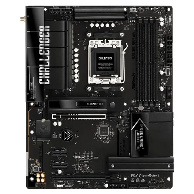 Placa-mãe ASRock B850 Challenger WiFi, vista frontal, sem perspectiva
