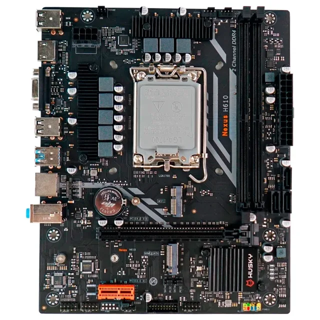 Placa-mãe Husky Nexus H610, vista frontal, sem perspectiva