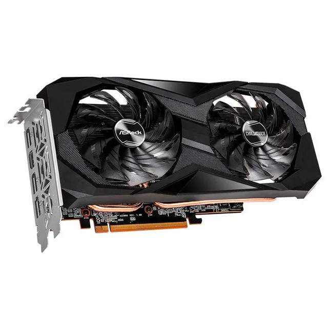 Placa de vídeo ASRock Radeon RX 7600 Challenger OC, 8 GB, vista frontal das ventoinhas