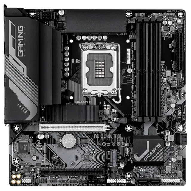 Placa-mãe Gigabyte B760M GAMING X GEN5, vista frontal, sem perspectiva