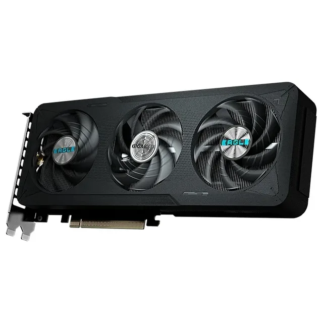 Gigabyte GeForce RTX 5060 EAGLE MAX OC 8G, vista frontal das ventoinhas.