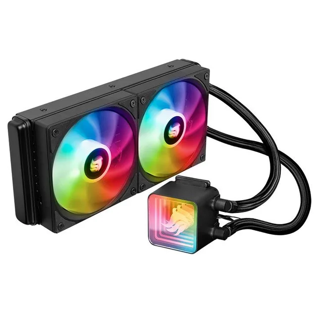 Cooler Pichau Aqua 240S, preto, vista em perspectiva.