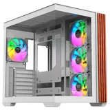 Gabinete Thermaltake View 380 Wood Style Snow, branco, vista frontal e lateral