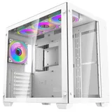 Gabinete Aigo Darkflash C285 na cor branco, vista frontal e lateral