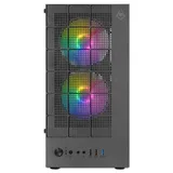 Gabinete Mancer Grimore, preto, vista frontal e lateral