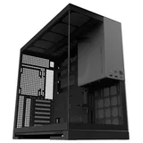 Gabinete Geometric Future Model 5 na cor preto e cinza, vista frontal e lateral