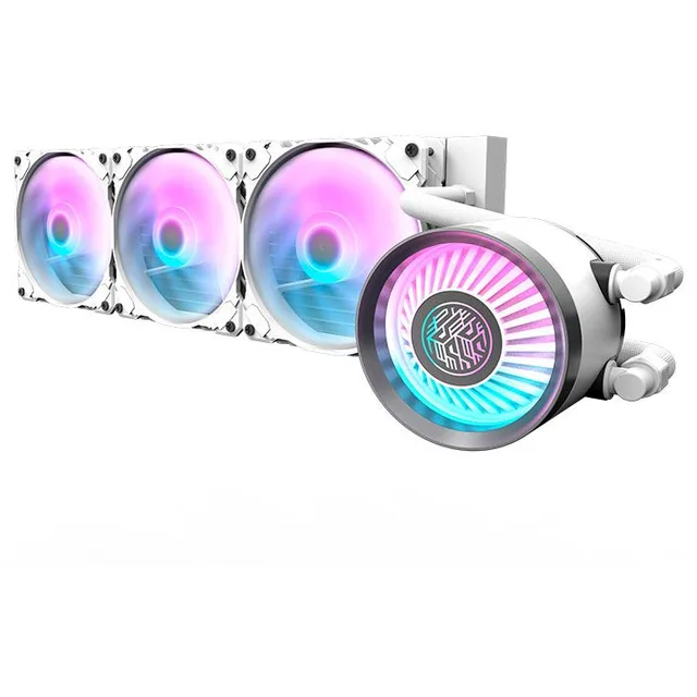 Cooler Aigo Darkflash Nebula DN-360, branco, vista em perspectiva.
