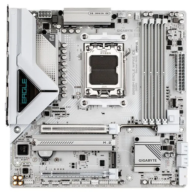 Placa-mãe Gigabyte B850M EAGLE WIFI6E ICE, vista frontal