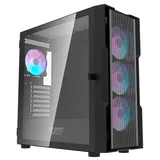 Gabinete Aigo Darkflash DK431 Mesh na cor preto, vista frontal e lateral