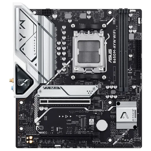 Placa-mãe ASUS B650M-AYW WIFI, vista frontal, sem perspectiva