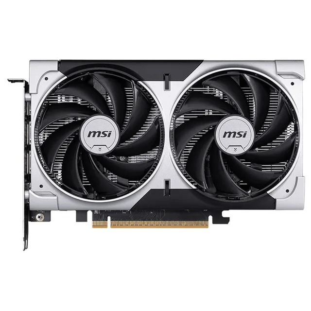 Placa de vídeo MSI GeForce RTX 5050 8G VENTUS 2X OC, 8 GB, vista frontal das ventoinhas