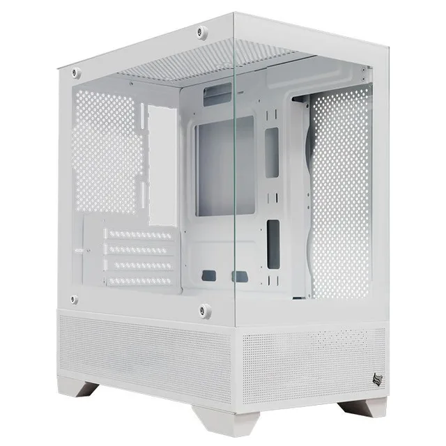 Gabinete Pichau Magpie 4B na cor branco, vista frontal e lateral