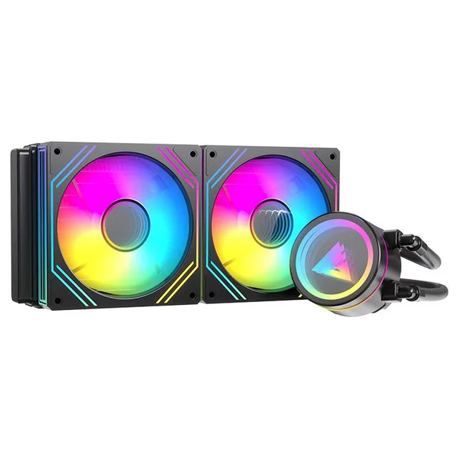 Cooler Acegeek Flow 240, preto, vista em perspectiva.