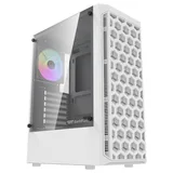 Gabinete Aigo Darkflash DK300 na cor branco, vista frontal e lateral
