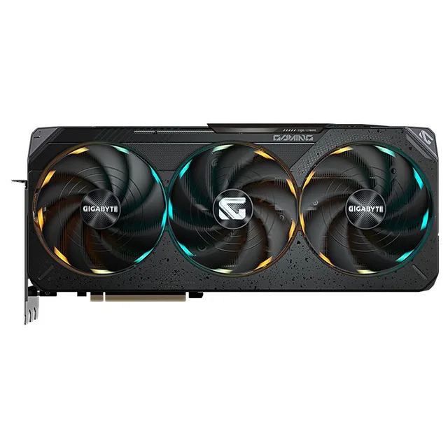 Placa de vídeo Gigabyte GeForce RTX 5090 GAMING OC 32G, 32 GB, vista frontal das ventoinhas