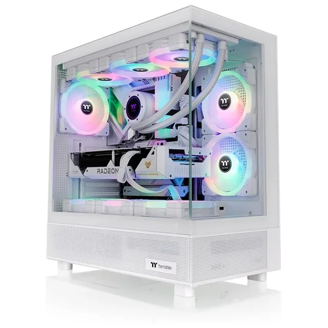 Gabinete Thermaltake View 270 TG ARGB Snow Three Fan Edition, vista frontal e lateral