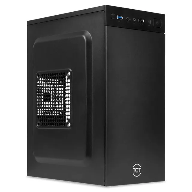 Gabinete TGT B130 preto, vista frontal e lateral