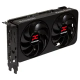 Placa de vídeo PowerColor Reaper Radeon RX 9060 XT 16 GB, 16 GB, vista frontal das ventoinhas