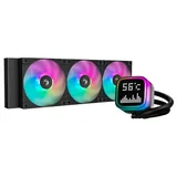 Cooler DeepCool LP360, preto, vista em perspectiva.