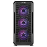 Gabinete Pichau Apus RGB preto, vista frontal e lateral