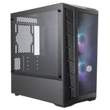 Gabinete Cooler Master Masterbox MB311L ARGB na cor preto, vista frontal e lateral