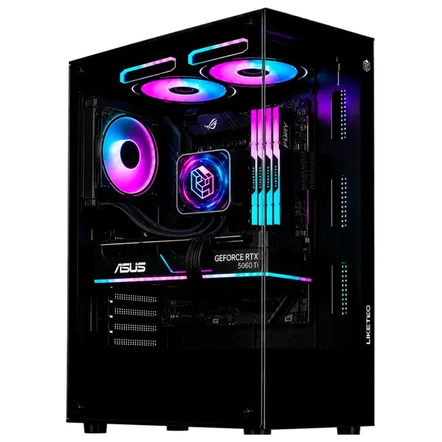 Gabinete Liketec Heydar Dark, vista frontal e lateral