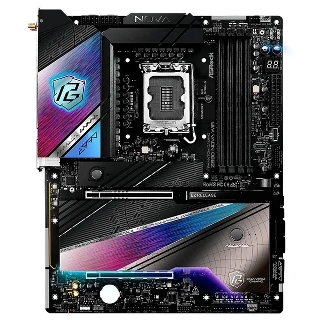 Placa-mãe ASRock Z890 Nova WiFi, vista frontal, sem perspectiva