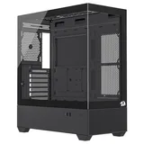 Gabinete Redragon Reflect Flow, preto, vista frontal e lateral