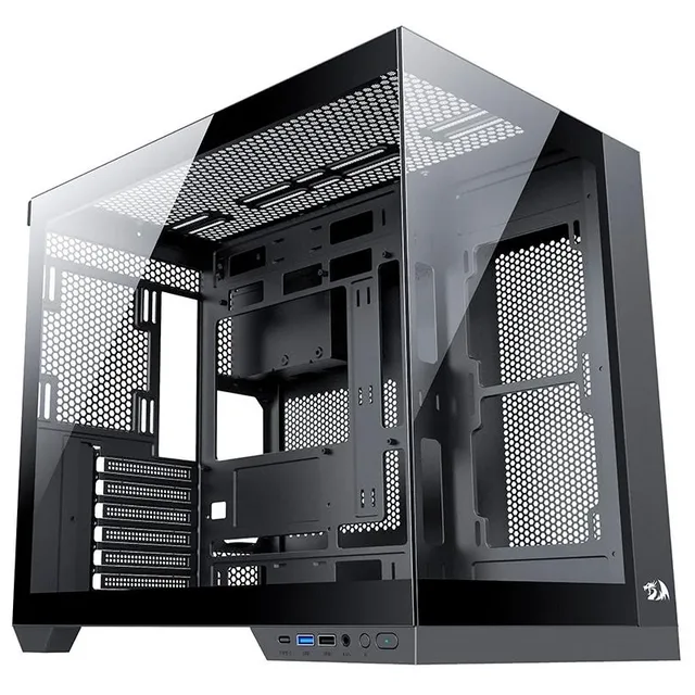 Gabinete Redragon Wideload Pro, vista frontal e lateral