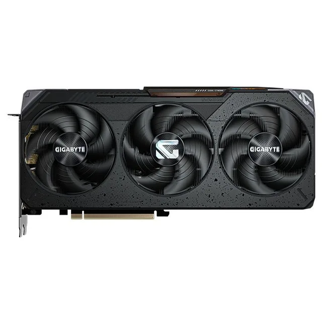 Placa de vídeo Gigabyte Radeon RX 9070 GAMING 16G, 16 GB, vista frontal das ventoinhas