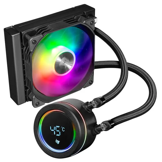 Cooler Pichau Aqua 120X, preto, vista em perspectiva.