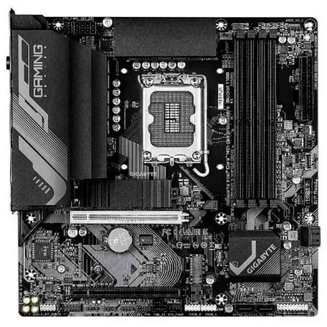 Placa-mãe Gigabyte B760M GAMING X WIFI6E GEN5, vista frontal, sem perspectiva