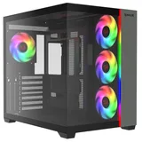 Gabinete Redragon Tesseract, preto, vista frontal e lateral