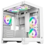 Gabinete Rise Mode Galaxy Glass M Mini White, vista frontal e lateral