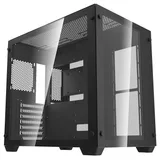 Gabinete Aigo DarkFlash C285 preto, vista frontal e lateral