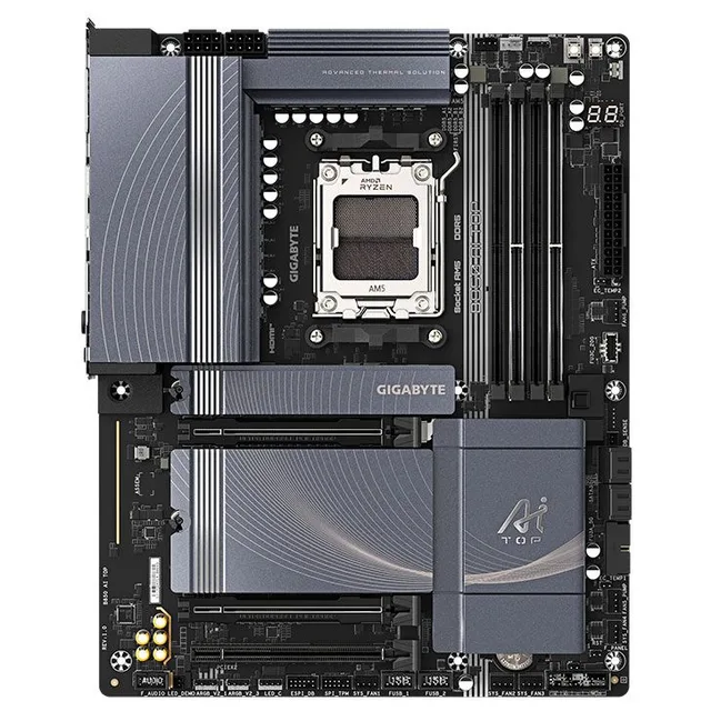 Placa-mãe Gigabyte B850 AI TOP, vista frontal