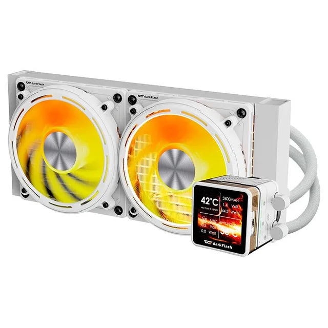 Cooler Aigo Darkflash DE240, branco, vista em perspectiva.