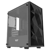 Gabinete Aigo Darkflash M305 Mesh na cor preto, vista frontal e lateral