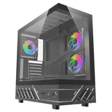 Gabinete Aigo Darkflash DS950 na cor preto, vista frontal e lateral