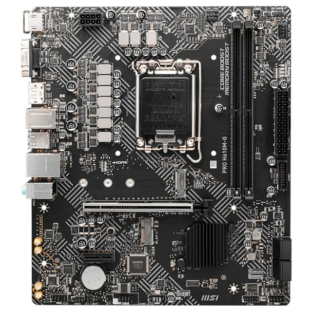 Placa-mãe MSI PRO H610M-G DDR5, vista frontal, sem perspectiva