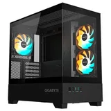 Gabinete Gigabyte C201 Panoramic, preto, vista frontal e lateral