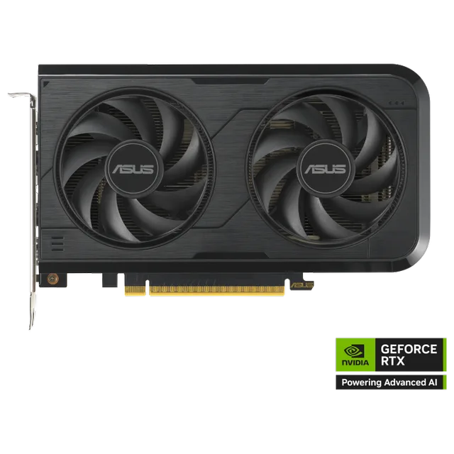ASUS Dual GeForce RTX 5050 8GB GDDR6, vista frontal das ventoinhas