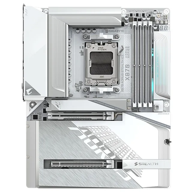 Placa-mãe Gigabyte X870 Aorus Stealth Ice, vista principal